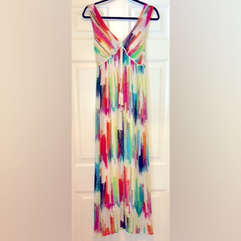 Sweet Rain Maxi Halter Maxi Dress S Multicolor Artsy Brush Stoke Feminine